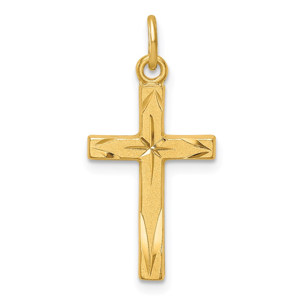 QC9692.jpg Sterling Silver Gold Tone Diamond-Cut Cross Pendant - Image 1