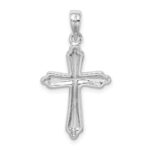 Sterling Silver Rhodium-plated Striped Texture Cross Pendant - Image 3