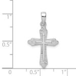 Sterling Silver Rhodium-plated Striped Texture Cross Pendant - Image 4