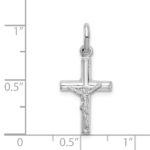Sterling Silver Rhodium-plated Polished Crucifix Cross Pendant - Image 4