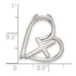 Sterling Silver Polished Cross Heart Chain Slide - Image 4