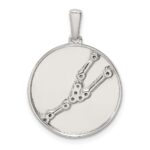 Sterling Silver Rhodium-plated & CZ Taurus Zodiac Pendant - Image 3