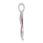 De-Ani Sterling Silver Rhodium-Plated Polished Enameled Fuchsia Butterfly Pendant - Image 2