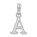 Sterling Silver Rhodium-plated Polished Block Initial -A- Pendant - Image 3