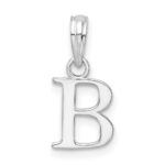 Sterling Silver Rhodium-plated Polished Block Initial -B- Pendant