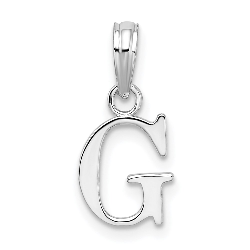 QC9792G.jpg Sterling Silver Rhodium-plated Polished Block Initial -G- Pendant - Image 1