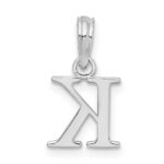 Sterling Silver Rhodium-plated Polished Block Initial -K- Pendant - Image 3