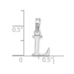 Sterling Silver Rhodium-plated Polished Block Initial -L- Pendant - Image 4