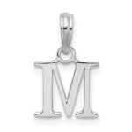 Sterling Silver Rhodium-plated Polished Block Initial -M- Pendant - Image 3