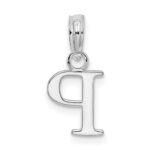 Sterling Silver Rhodium-plated Polished Block Initial -P- Pendant - Image 3