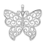 De-Ani Sterling Silver Rhodium-Plated Large Beaded Filigree Butterfly Pendant