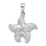 De-Ani Sterling Silver Rhodium-plated Polished Diamond-Cut Starfish Pendant