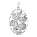 De-Ani Sterling Silver Rhodium-plated Polished Shells Oval Pendant