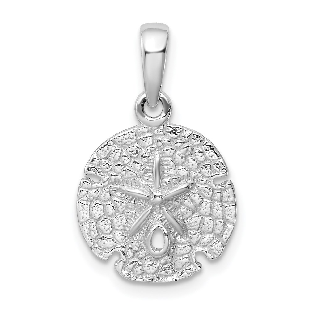 QC9825.jpg De-Ani Sterling Silver Rhodium-Plated Polished and Textured Sand Dollar Pendant - Image 1