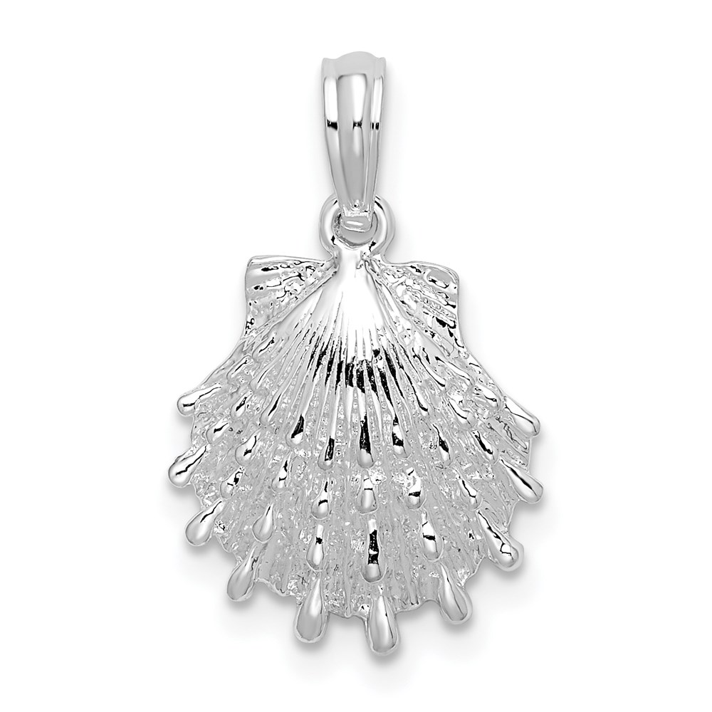 QC9827.jpg De-Ani Sterling Silver Rhodium-Plated Polished Lions Paw Shell Pendant - Image 1