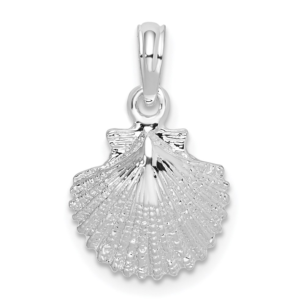 QC9829.jpg De-Ani Sterling Silver Rhodium-Plated Polished Scallop Shell Pendant - Image 1