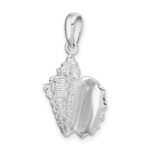 De-Ani Sterling Silver Rhodium-Plated Polished Conch Shell Pendant - Image 6