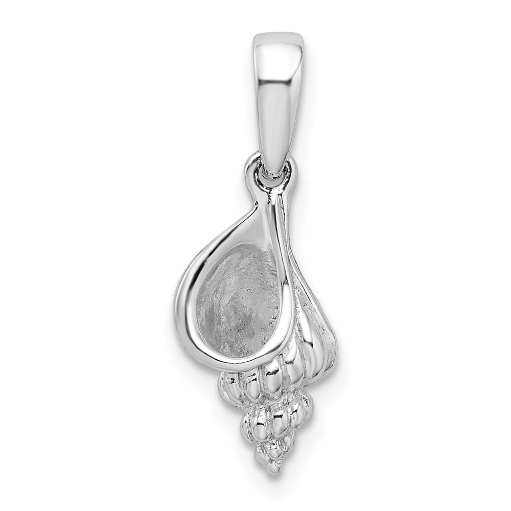 QC9833.jpg De-Ani Sterling Silver Rhodium-Plated Polished 3D Wentletrap Shell Pendant - Image 1