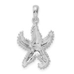 De-Ani Sterling Silver Rhodium-Plated Polished Beaded Starfish Pendant - Image 5