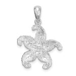 De-Ani Sterling Silver Rhodium-Plated Polished Starfish Pendant - Image 5