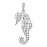 De-Ani Sterling Silver Rhodium-Plated Polished Textured 3D Seahorse Pendant - Image 5