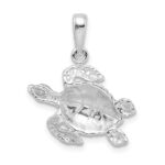 De-Ani Sterling Silver Rhodium-Plated Polished Large Sea Turtle Pendant - Image 5