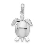 De-Ani Sterling Silver Rhodium-plated Polished 3D Moveable Sea Turtle Pendant - Image 3