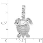 De-Ani Sterling Silver Rhodium-plated Polished 3D Moveable Sea Turtle Pendant - Image 5
