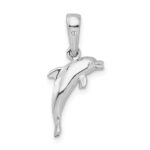 De-Ani Sterling Silver Rhodium-Plated Polished 3D Jumping Dolphin Pendant - Image 5