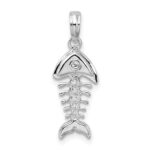 De-Ani Sterling Silver Rhodium-plated Polished 3D Fishbone Pendant - Image 5