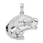 De-Ani Sterling Silver Rhodium-Plated Polished Jumping Bass Fish Pendant - Image 5