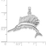 De-Ani Sterling Silver Rhodium-Plated Polished Sailfish Pendant - Image 6