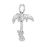 De-Ani Sterling Silver Rhodium-Plated 3D Palm Tree with Moving Climber Pendant - Image 2