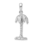 De-Ani Sterling Silver Rhodium-Plated Polished and Textured 3D Palm Tree Pendant - Image 3