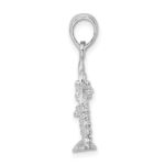De-Ani Sterling Silver Rhodium-Plated Polished and Textured 3D Two Palm Trees Pendant - Image 3
