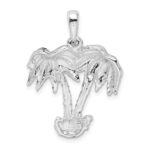 De-Ani Sterling Silver Rhodium-Plated Polished Two Palm Trees Pendant - Image 5
