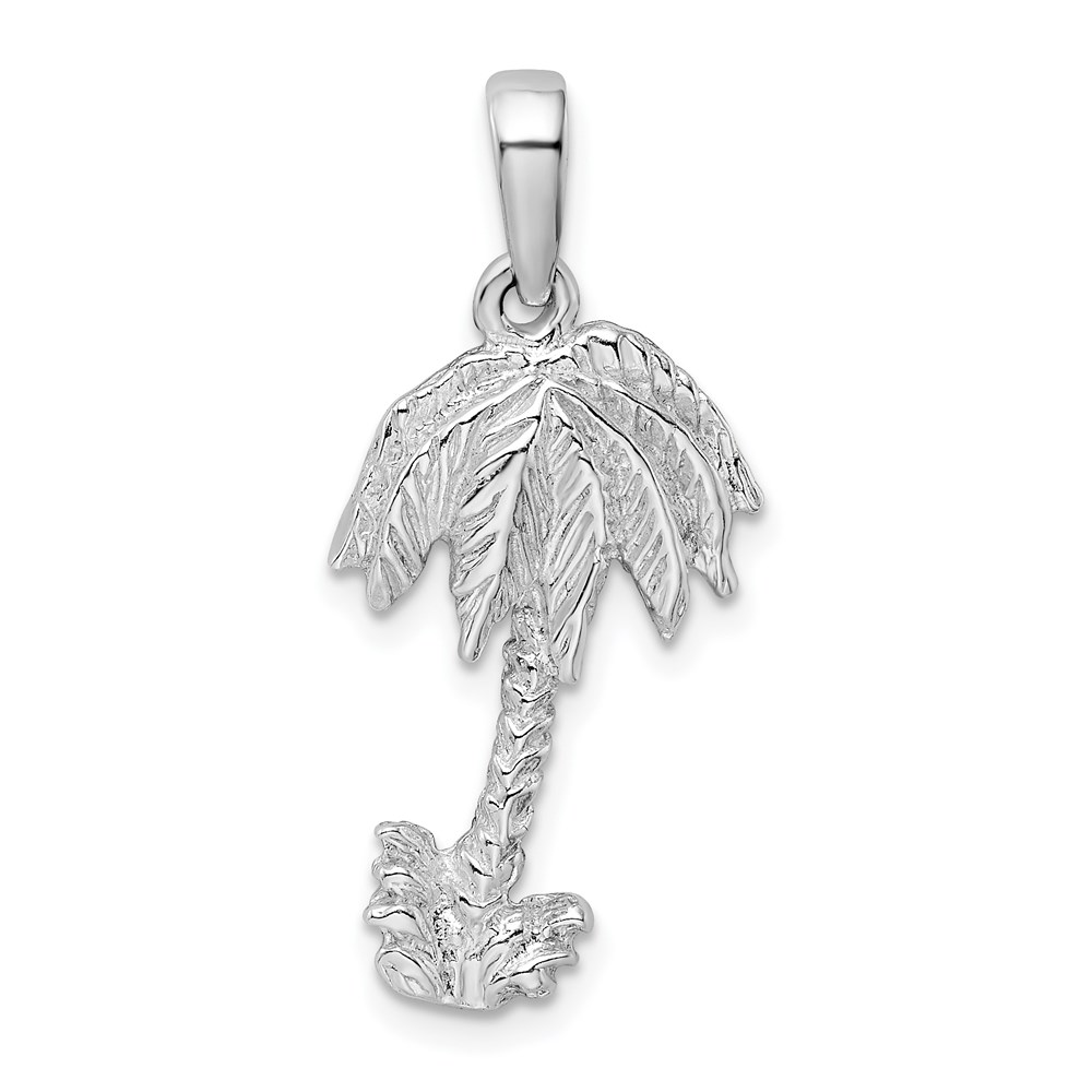 QC9868.jpg De-Ani Sterling Silver Rhodium-Plated Polished Palm Tree Pendant - Image 1
