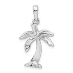 De-Ani Sterling Silver Rhodium-Plated Palm Tree with Textured Trunk Pendant - Image 3
