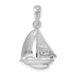 De-Ani Sterling Silver Rhodium-plated Polished 3D Sailboat Pendant - Image 3
