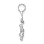 De-Ani Sterling Silver Rhodium-Plated Polished 3D Anchor with Rope Pendant - Image 2