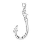 De-Ani Sterling Silver Rhodium-Plated Polished 3D Fish Hook Pendant - Image 4