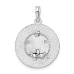 De-Ani Sterling Silver Rhodium-Plated Textured Turks and Caicos Sand Dollar Pendant - Image 5