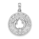 De-Ani Sterling Silver Rhodium-Plated Textured Turks and Caicos Dolphins Pendant