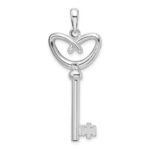 De-Ani Sterling Silver Rhodium-Plated 3D Key to My Heart Pretzel Top Key Pendant - Image 5