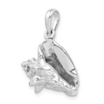 De-Ani Sterling Silver Rhodium-Plated Polished 3D Conch Shell Pendant - Image 6