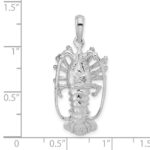 De-Ani Sterling Silver Rhodium-Plated Polished Large Florida Lobster Pendant - Image 6