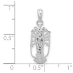 De-Ani Sterling Silver Rhodium-Plated Polished Small Florida Lobster Pendant - Image 6