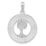 De-Ani Sterling Silver Rhodium-Plated Textured Siesta Key Florida with Palm Tree Pendant - Image 4