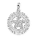 De-Ani Sterling Silver Rhodium-Plated Textured Siesta Key Florida with Starfish Pendant