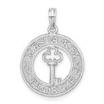 De-Ani Sterling Silver Rhodium-Plated Textured Siesta Key Florida with Key Pendant
